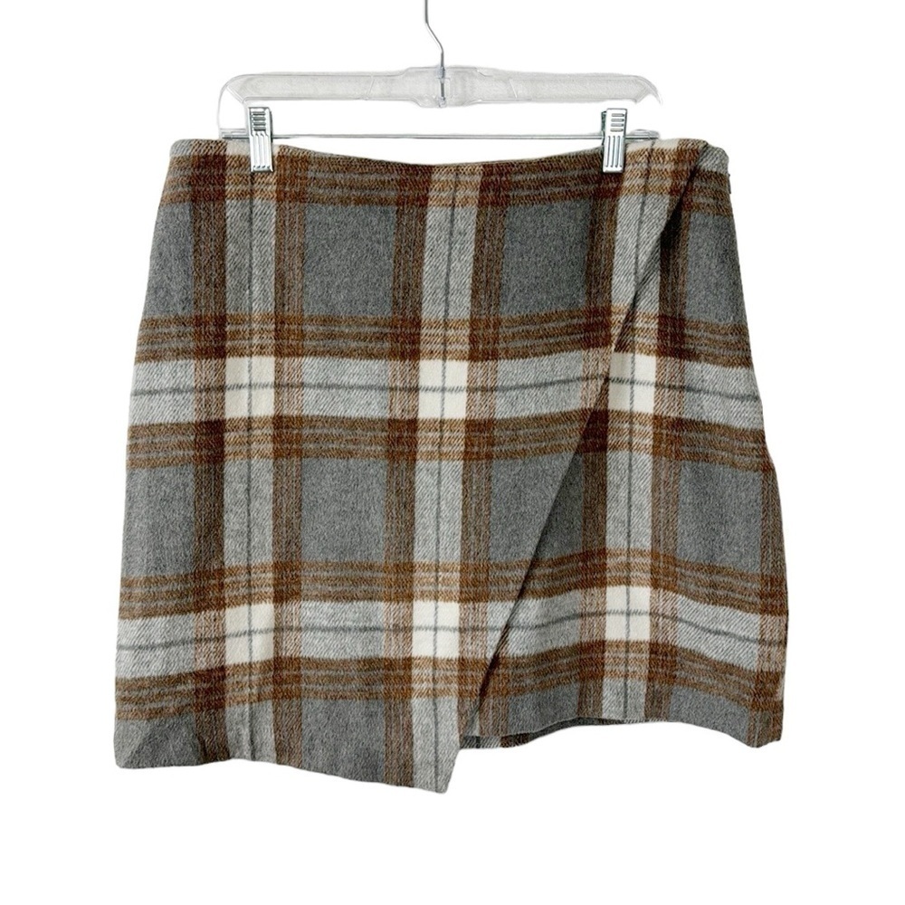 Bagatelle Collection Faux Wrap Skirt Women's L Gray‎ Brown Textured Length 20.5"